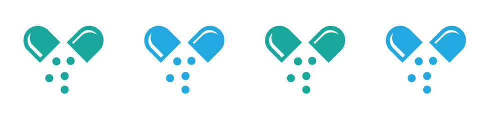 Capsule glyph Pill icons set. Medicine drugs pills capsule black icon vector illustration Medicament and pharmaceutical symbols. Medical capsule pictogram isolated on transparent background.