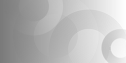 Fototapeta premium Abstract white glowing geometric lines on gray background. white and black background with white circle rings. Crossing line patterned background. Vector modern grey wave curves line for banner design