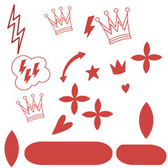 Hand-Drawn Red Doodle Elements Vector Set