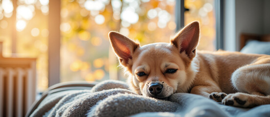 Sleepy Chihuahua Puppy – Cozy Winter Morning Scene for Pet Lovers and Lifestyle Blogs