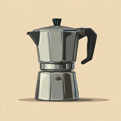 Classic Italian Moka Pot Stovetop Espresso Maker Illustration