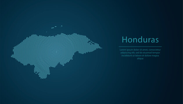 Honduras map contour with abstract circular line pattern
