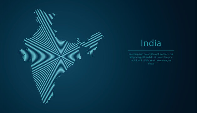 India map contour with abstract circular line pattern
