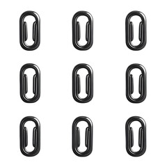 Crisp depiction of paper clips arranged neatly with subtle reflections, isolated on transparent background, PNG Cutout