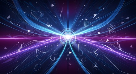 Mesmerizing abstract technology background with glowing neon lights and dynamic geometric shapes for futuristic, modern designs and innovative projects