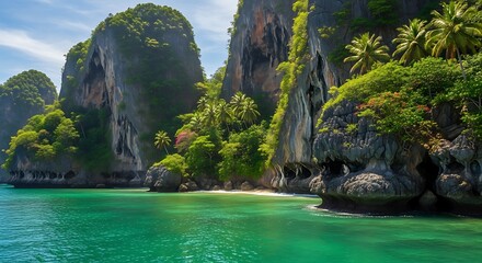 Stunning coastal landscape with mountain and sea