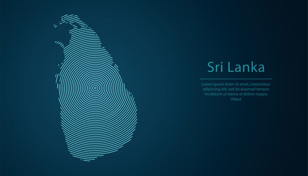 Sri Lanka map contour with abstract circular line pattern