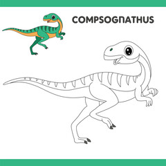 Compsognathus Copy Colour worksheet for kids