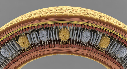 Scanning electron microscope view of human taste bud structure and taste receptor cells showing taste perception
