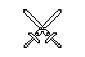 Two crossed battle axes are showcased with sharp black outlines against a white backdrop