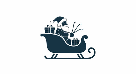 Obraz premium Christmas Sleigh Ride Santa Claus Delivers Presents on a Festive Winter Night, Holiday Illustration