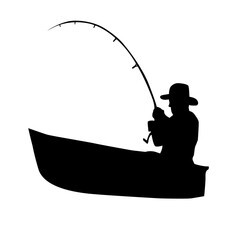 Obraz premium silhouette of a fisherman in boat
