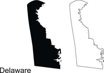 Black Silhouette Map of Delaware State on White Background graphic design [Converted]
