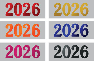 A set of 2026 colorful typography vector