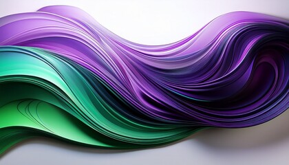 a vibrant abstract design featuring a gradient of purple and green against a stark black background isolated on a white background