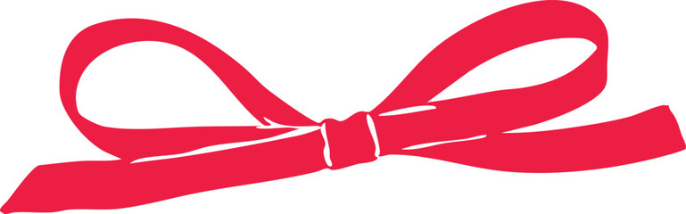 Minimalist wide ribbon bow line art illustration &mdash; elegant Christmas decoration, simple Scandinavian holiday graphic, modern outline vector for seasonal design projects.
