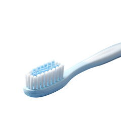 Close-up view of a modern toothbrush with soft bristles and textured grip, isolated on transparent background, PNG Cutout