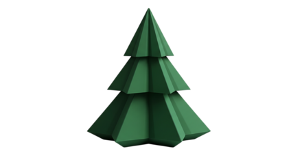 Transparent background green paper christmas tree isolated on transparent background
