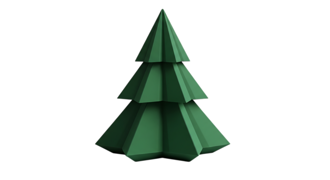 Transparent background green paper christmas tree isolated on transparent background