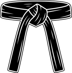 Karate belt icon, martial arts silhouette, taekwondo black belt vector, Vector Silhouette of Karate Black Belt