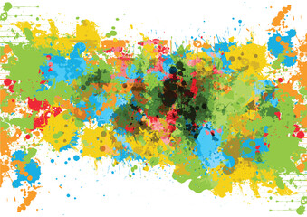 Abstract Vector Vector Illustration Bright Color Splatter and Paint Splash Effects. Abstract Artistic Background Design. Illustration Vector Design
