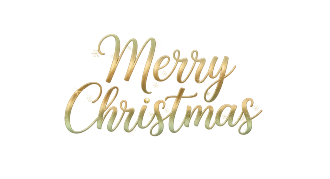 Transparent background golden glitter merry christmas text isolated on transparent background