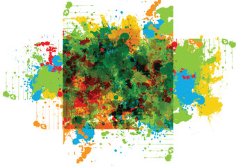 Abstract Vector Color Splatter Background with Dynamic  Paint Splash Effects. Illustration Vector Design