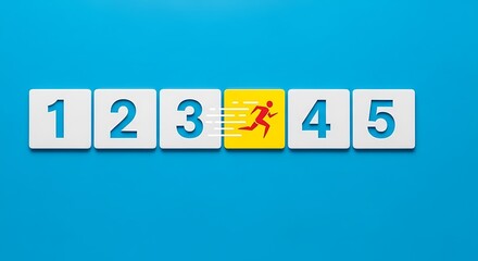 The fourth step is the fastest, a runner icon on a yellow square tile