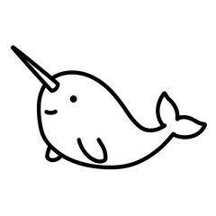 Minimalist Silhouette of the Arctic Unicorn Whale Narwhal Icon © alexandre