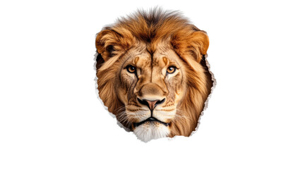 Fototapeta premium Lion Head Emerging on Transparent Background