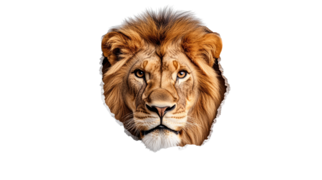 Lion Head Emerging on Transparent Background