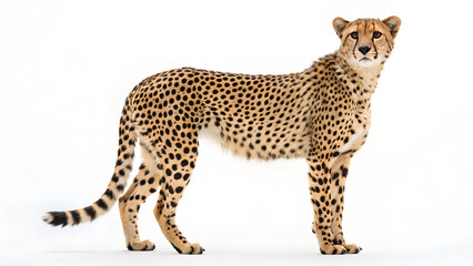 Fototapeta premium Cheetah, it is standing on a white background