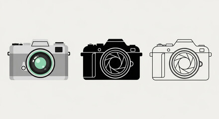 Camera icon set vintage and modern style vector illustration for photography and design projects isolated on white background