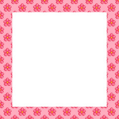 Pink frame with flower pattern, pixel art flower, Cute photo frame, 