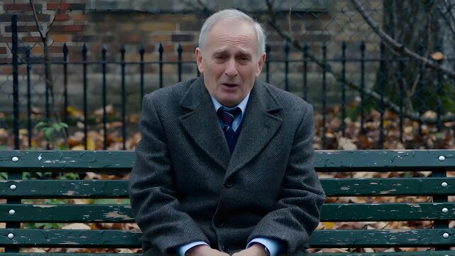 Solitary Figure of Despair on a Mossy Bench Under a Gloomy Sky, Evoking Profound Melancholy.