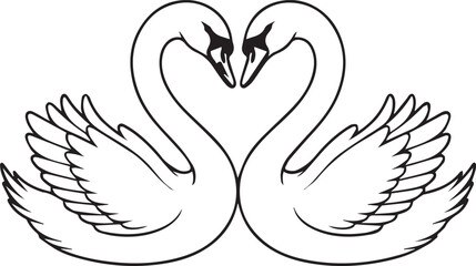 Obraz premium Swans Vector Illustration Design Graphic Symbol of Love Heart Shape Animal Bird Decoration