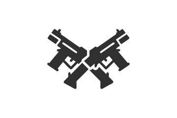 Naklejka premium Two powerful black machine guns are crossed, creating a bold symbolic gesture