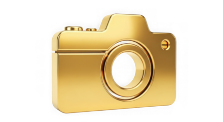 Golden camera icon isolated on transparent background