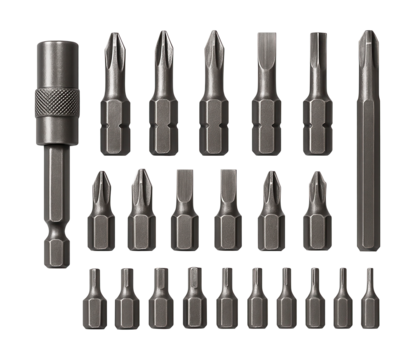 Durable bit set designed for electric impact drivers on construction sites.
