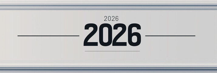 Modern minimalist header banner featuring the year 2026 with subtle design elements