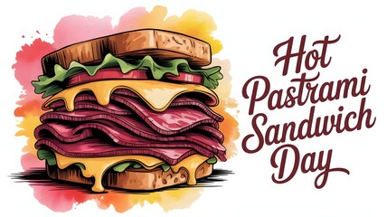 Enjoy Hot Pastrami Sandwich Day by savoring tender pastrami, toasted bread, melted cheese, and bold deli flavors in the ultimate comforting sandwich experience.