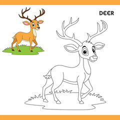 Deer Copy Colour worksheet for kids