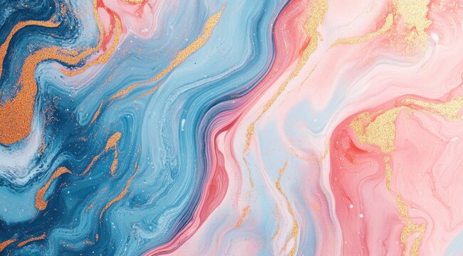 Abstract swirls of pink, blue, and gold (3)