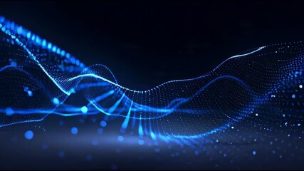 Abstract wave in blue light technology background conveying digital and network energy for corporate concept and innovation - Powered by Adobe