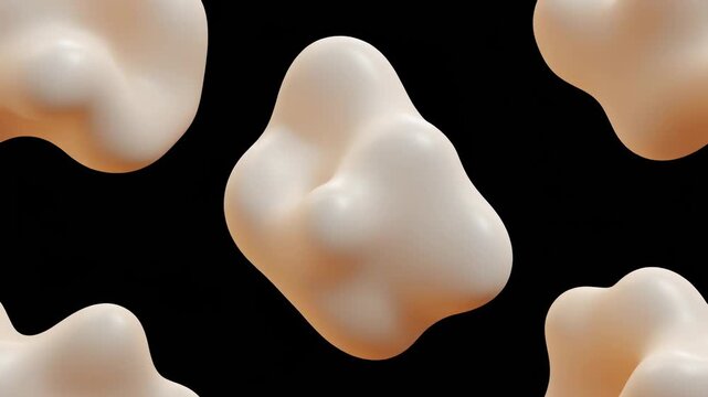 Creamy abstract form morphing in smooth contour against a dark background with soft highlights and gentle shading suggesting organic motion and fluid sculptural design