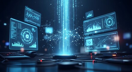 Dynamic data stream flowing through modern network for seamless connectivity and advanced analytics, powering future technology solutions and innovations