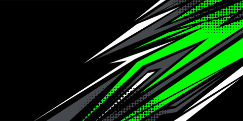 Modern Green Abstract Racing Stripes Graphic Background with Bold Halftone Elements