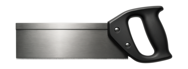 Straight-back hand saw with fine teeth, ideal for intricate woodworking tasks.