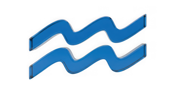 Aquarius zodiac sign symbol, isolated on transparent background