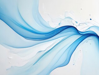 Abstract flowing blue watercolor design on white background.